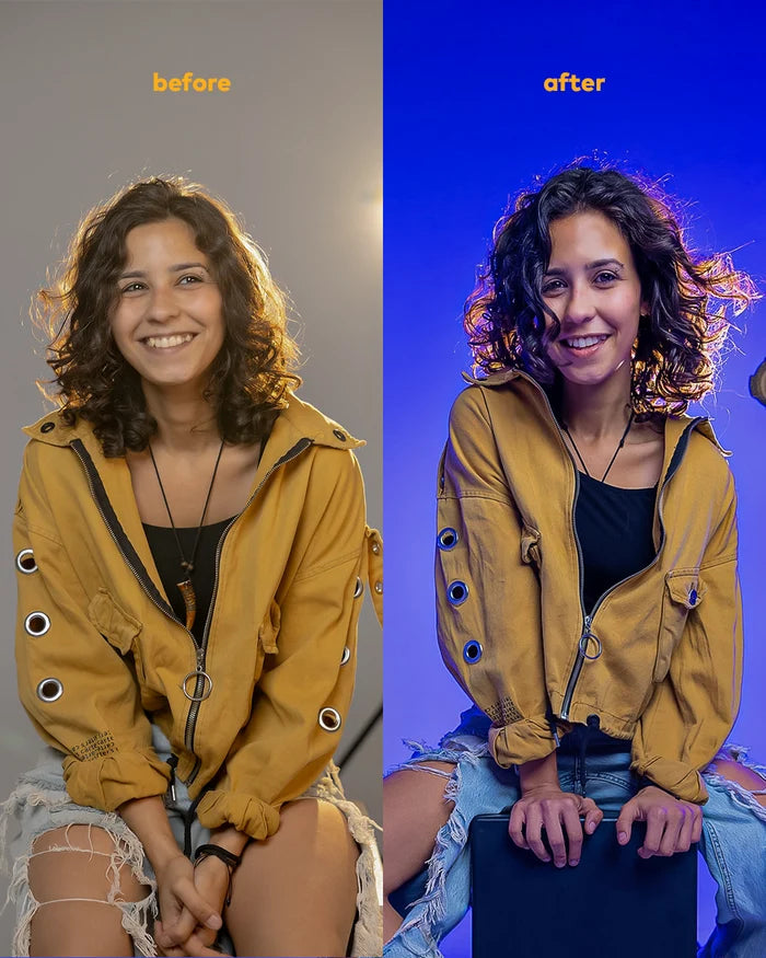 Before and after of wavy hair showing improved definition and reduced frizz after using Curlit products