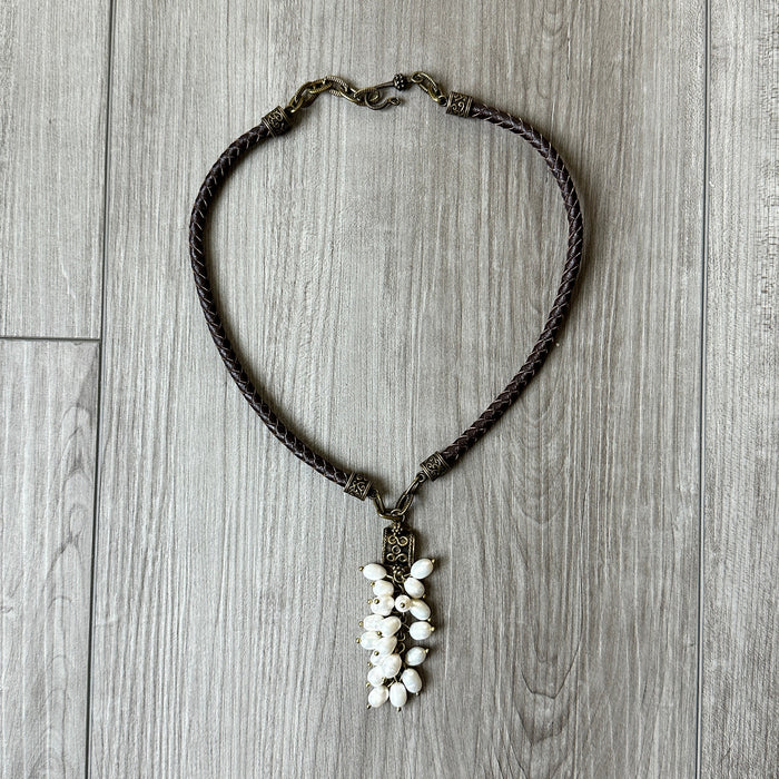 White Colored Grape Cluster Necklace by Amy Kaplan