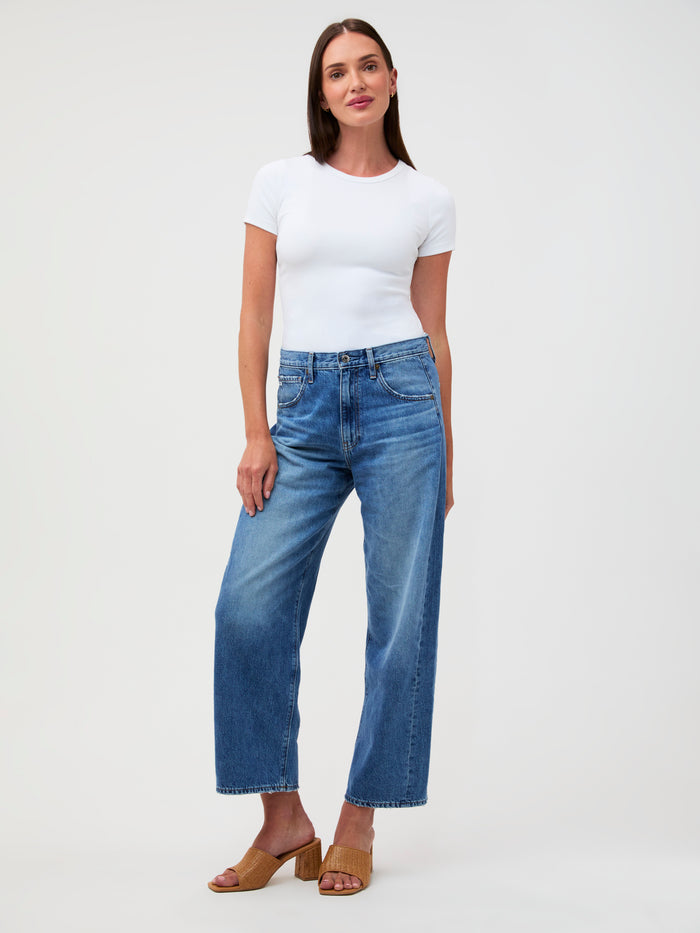Find Your Perfect Fit in the Ribbed Tee # Perfect Fit | White Ribbed Crew Tee with Jeans | Simple & Elevated