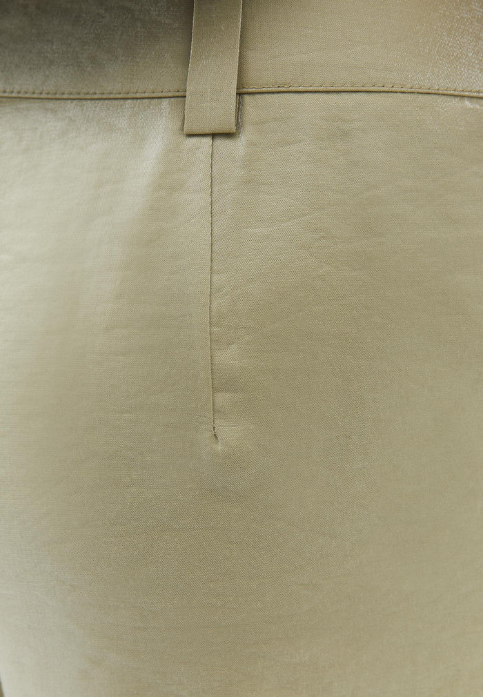 Wide Leg Trousers With Belt Detail - SAGE GREEN