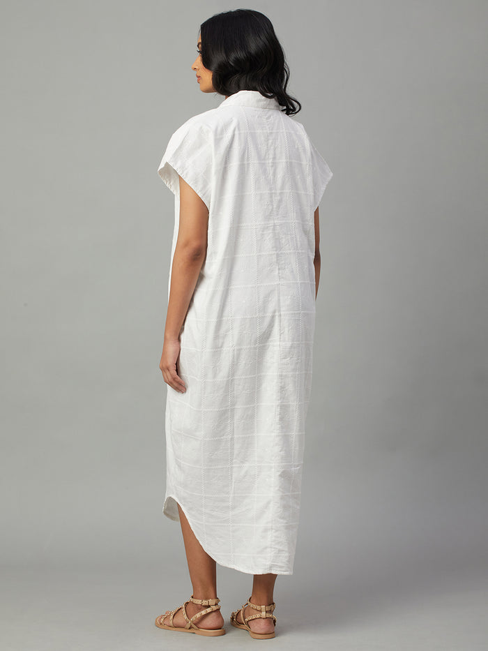 Women's 100% Cotton Boxy Fit Dress White