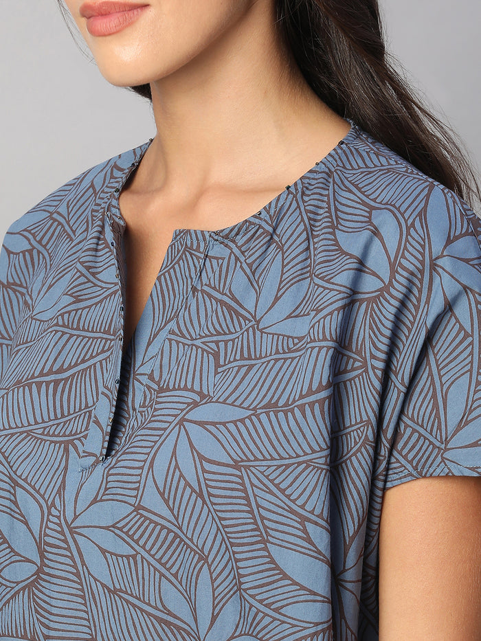 Women's 100% Cotton Boxy Fit Kurta Blue