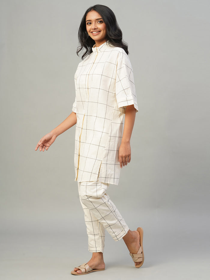 Women's 100% Cotton Boxy Fit Kurta Natural/Black