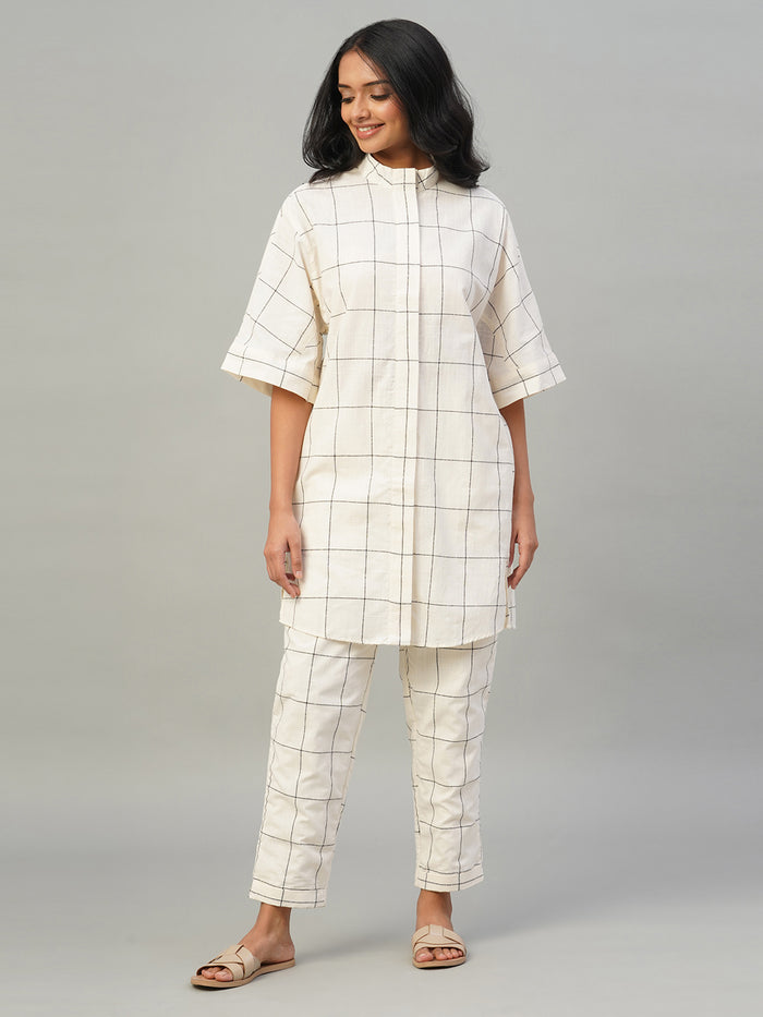 Women's 100% Cotton Boxy Fit Kurta Natural/Black