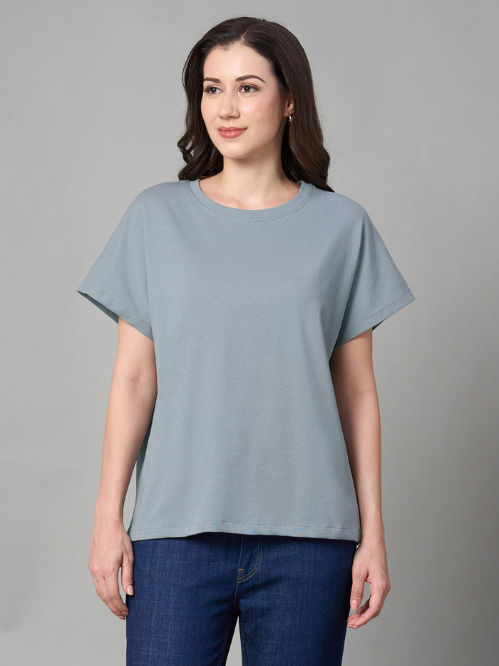 Women's 100% Cotton Loose Fit Tshirt Blue