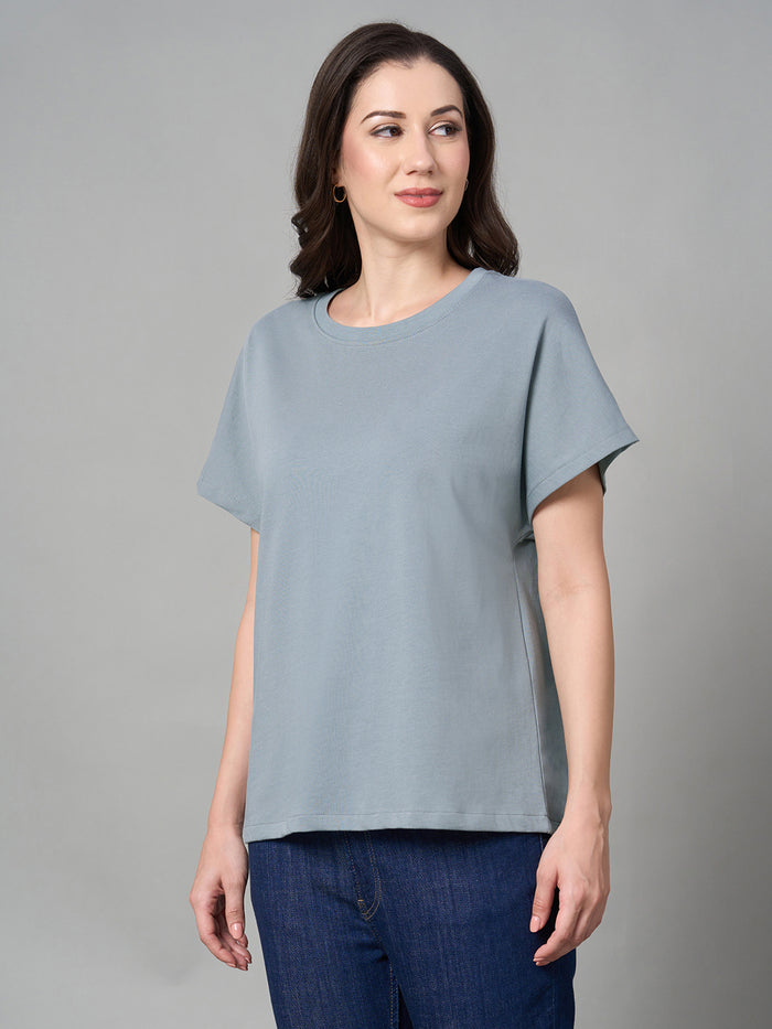 Women's 100% Cotton Loose Fit Tshirt Blue