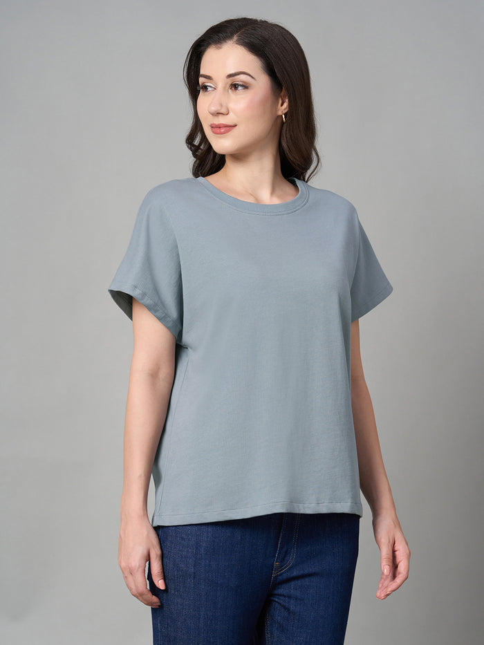 Women's 100% Cotton Loose Fit Tshirt Blue