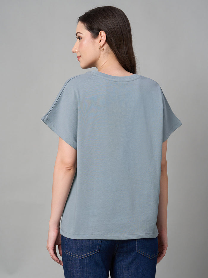 Women's 100% Cotton Loose Fit Tshirt Blue