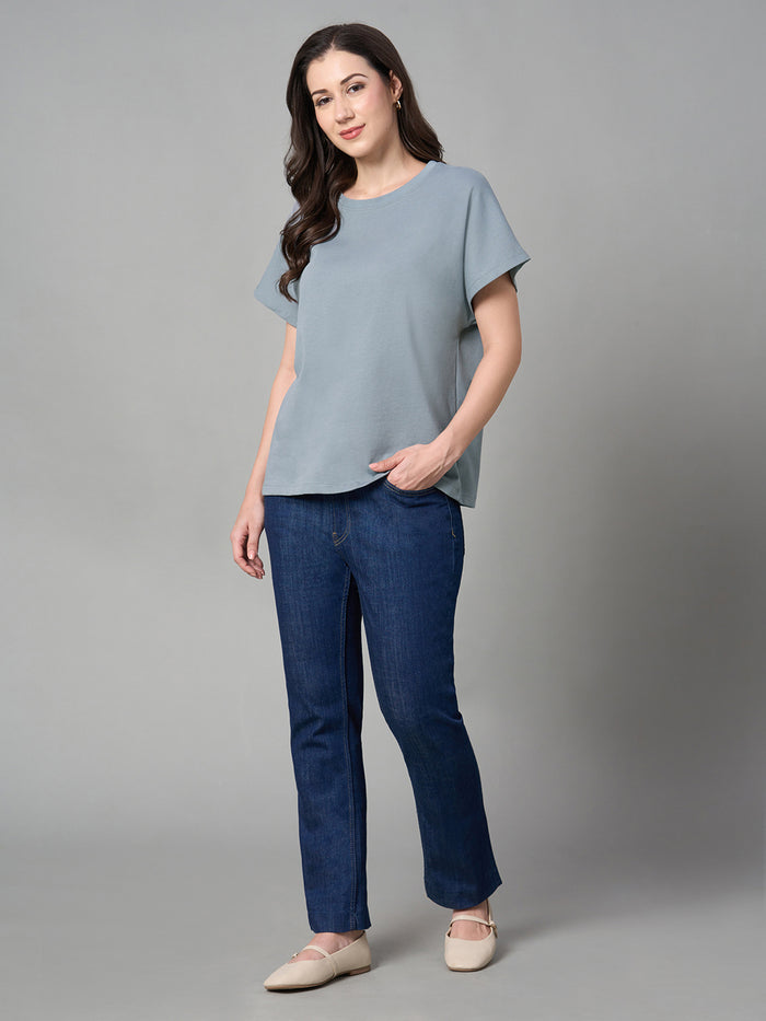Women's 100% Cotton Loose Fit Tshirt Blue
