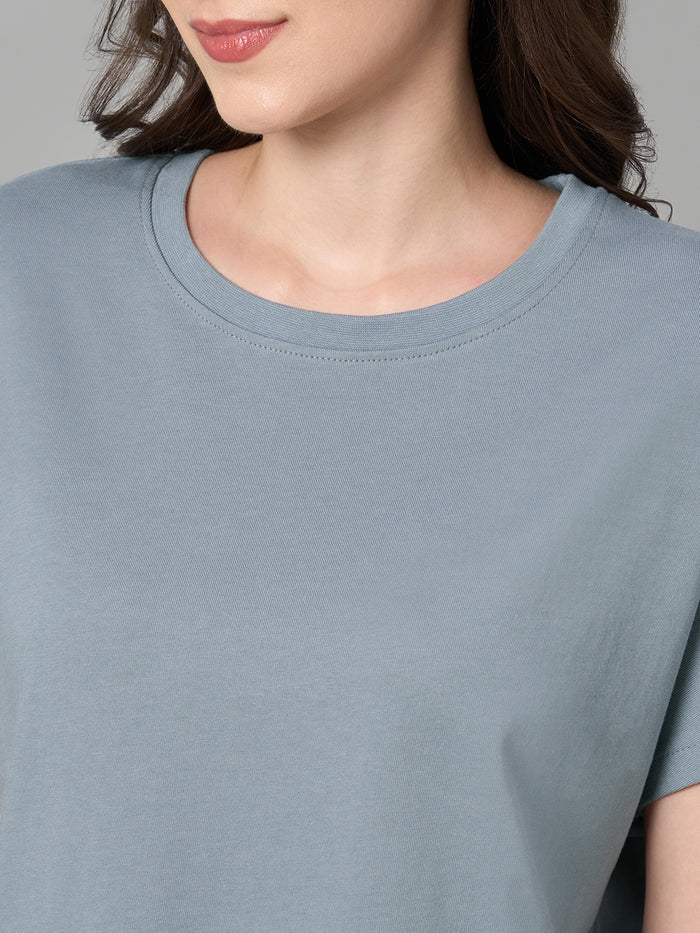 Women's 100% Cotton Loose Fit Tshirt Blue