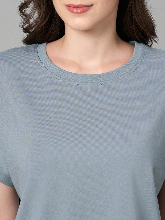Women's 100% Cotton Loose Fit Tshirt Blue