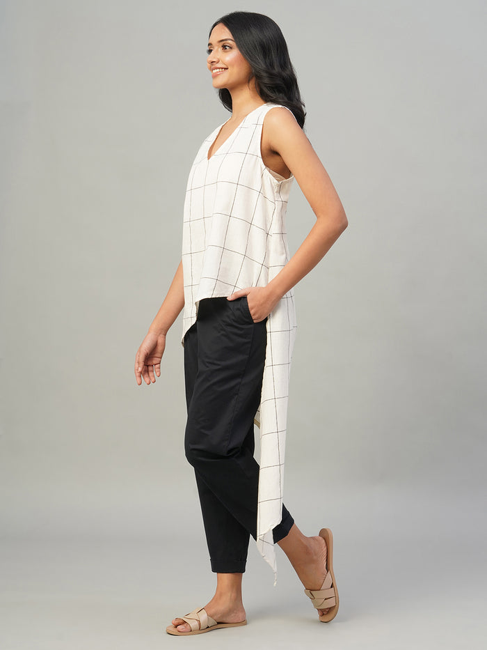 Women's 100% Cotton Regular Fit Blouse Natural/Black