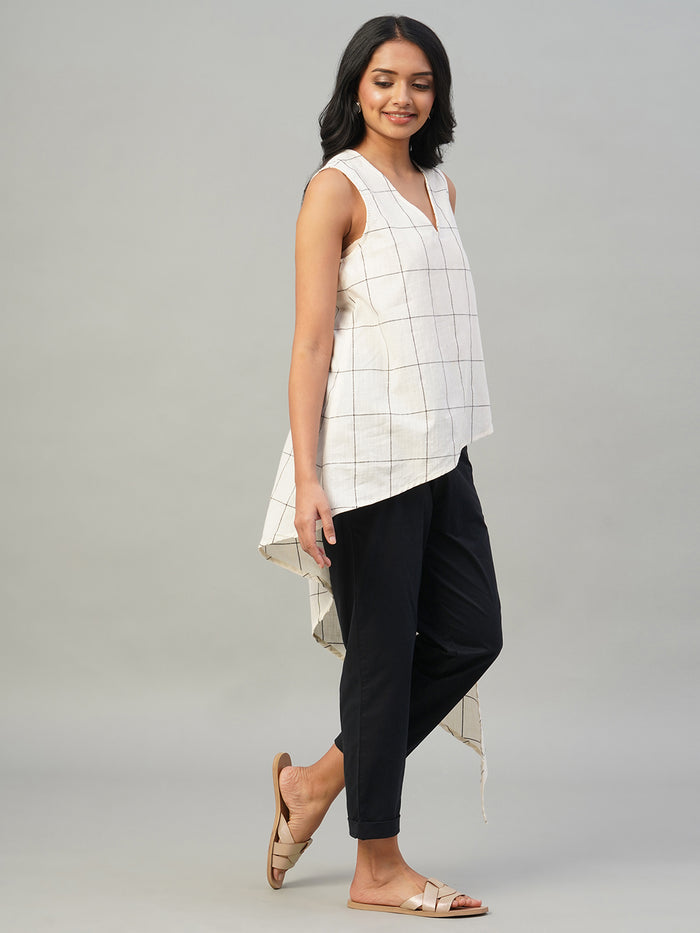 Women's 100% Cotton Regular Fit Blouse Natural/Black