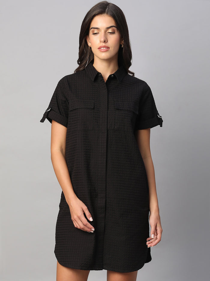 Women's 100% Cotton Regular Fit Dress Black