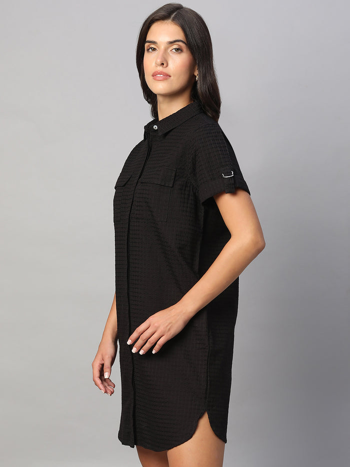 Women's 100% Cotton Regular Fit Dress Black