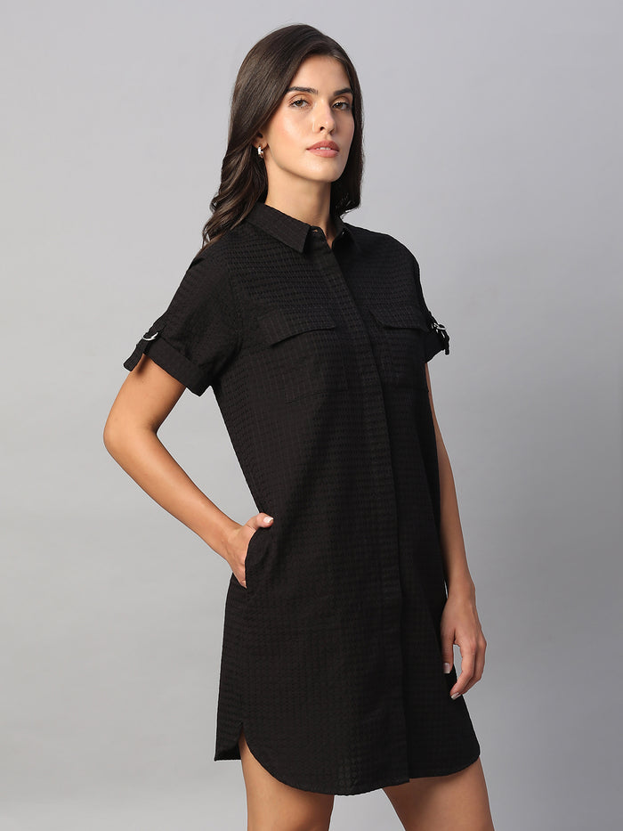 Women's 100% Cotton Regular Fit Dress Black