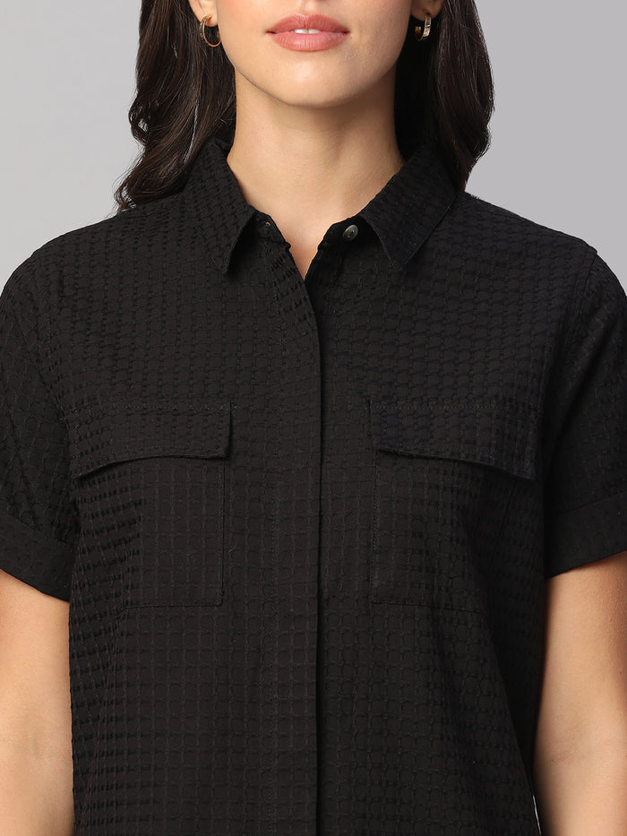 Women's 100% Cotton Regular Fit Dress Black