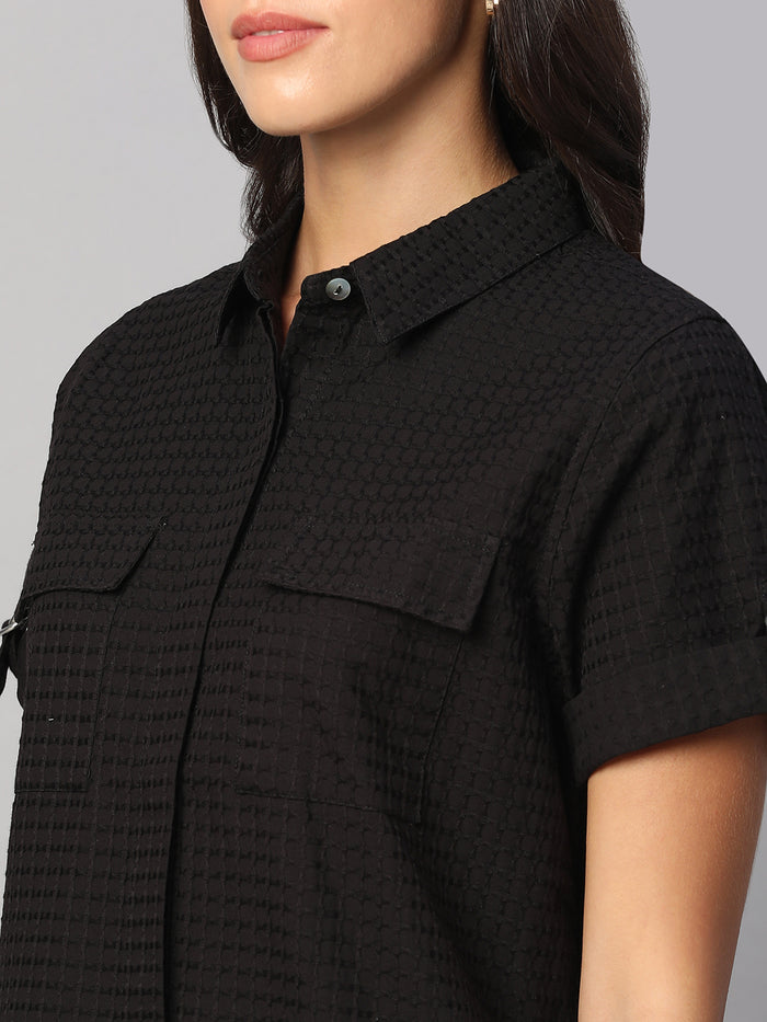 Women's 100% Cotton Regular Fit Dress Black