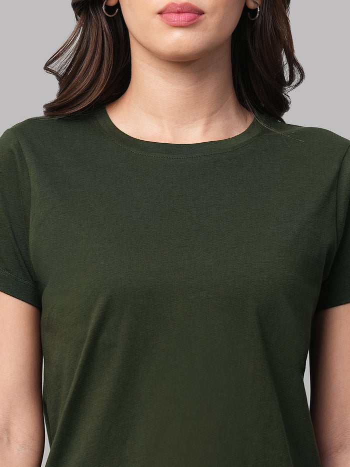 Women's 100% Cotton Regular Fit Tshirt Green
