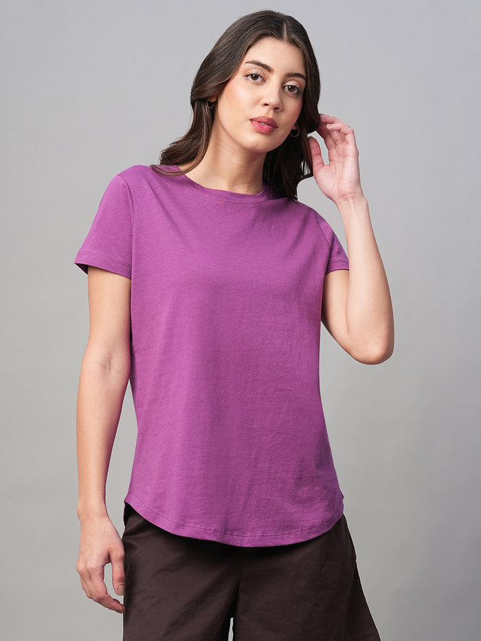 Women's 100% Cotton Regular Fit Tshirt Purple