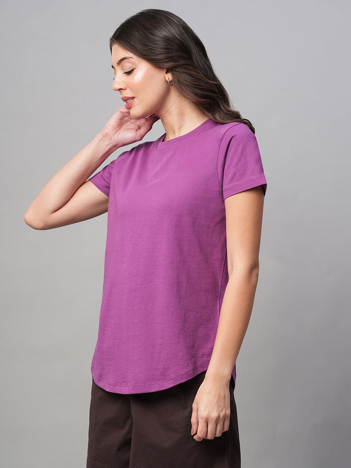 Women's 100% Cotton Regular Fit Tshirt Purple