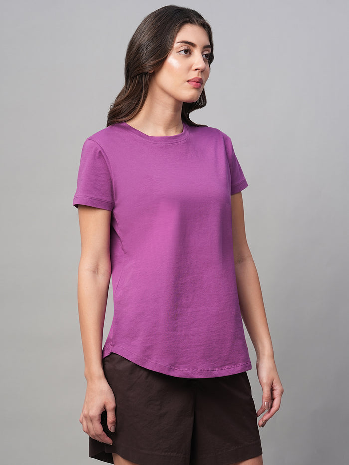 Women's 100% Cotton Regular Fit Tshirt Purple