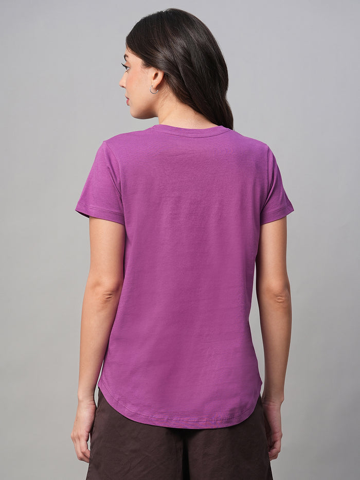 Women's 100% Cotton Regular Fit Tshirt Purple