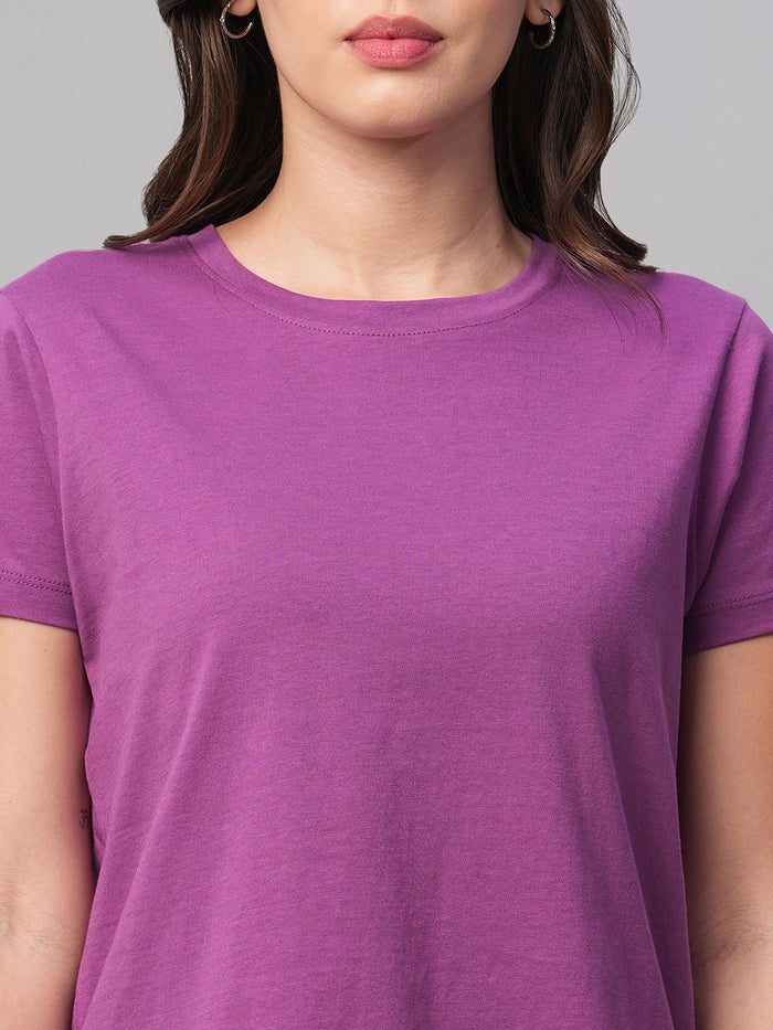 Women's 100% Cotton Regular Fit Tshirt Purple