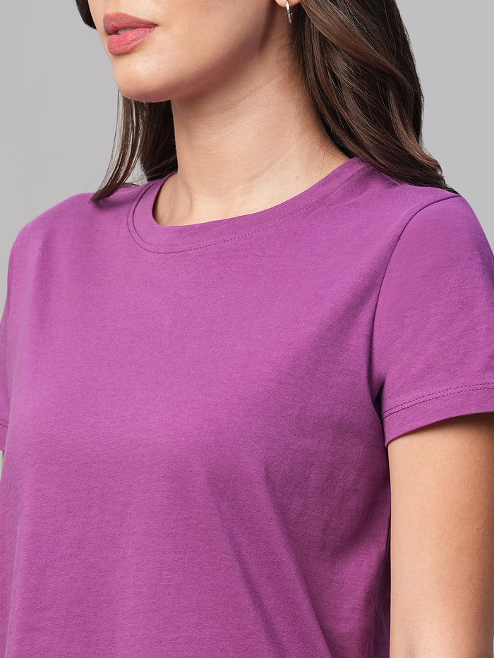 Women's 100% Cotton Regular Fit Tshirt Purple