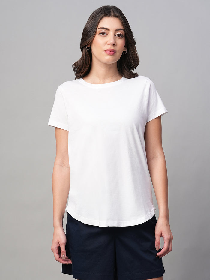 Women's 100% Cotton Short Sleeve T Shirt White
