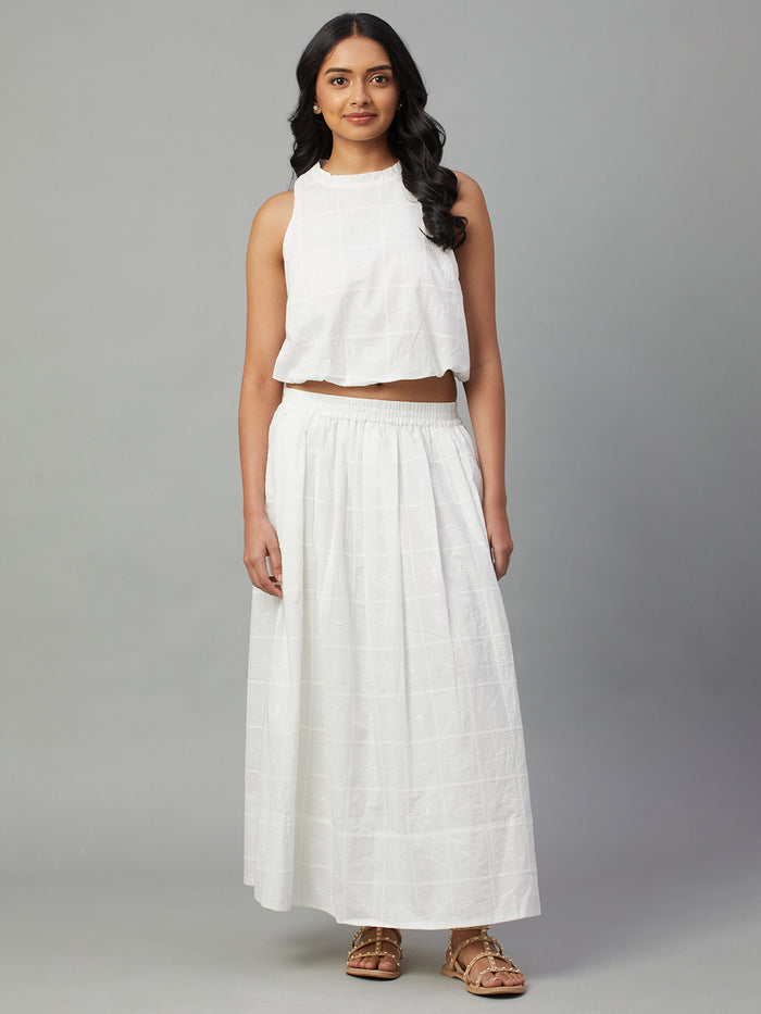Women's 100% Cotton Sleeveless Crop Blouse White