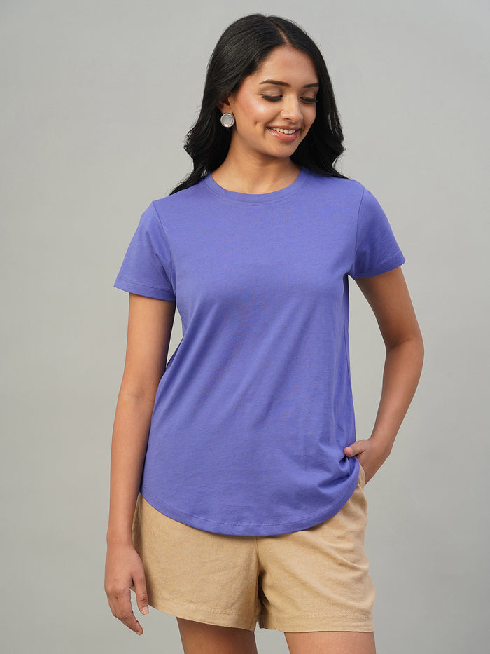Women's 100% Cotton Slim Fit Tshirt Violet