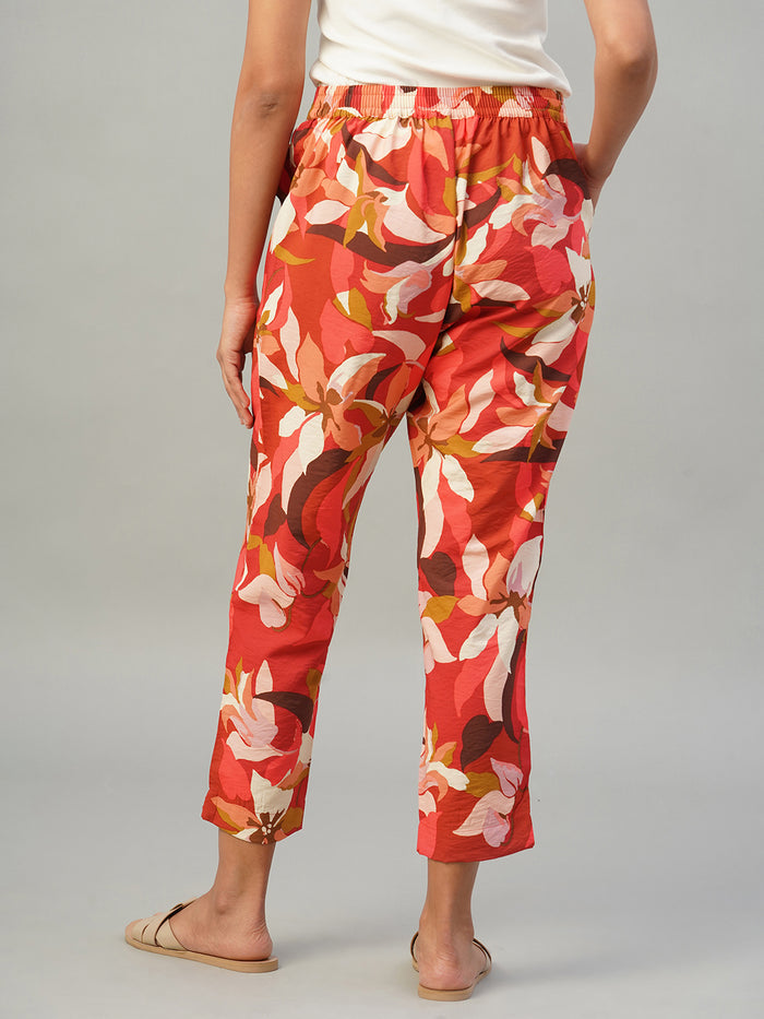 Women's 100% Viscose Regular Fit Pant Red