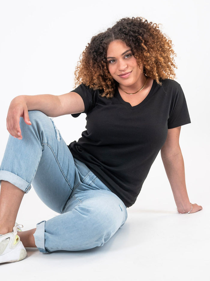 Women's Black V-Neck Tee (1st Gen.) | Fresh Clean Threads
