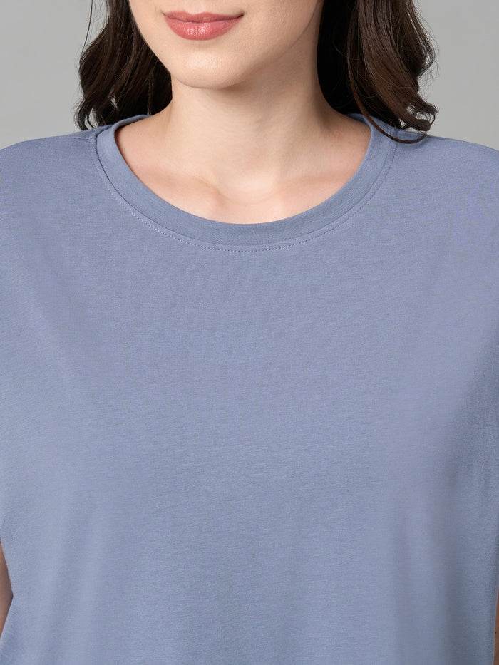 Women's Cotton Bamboo Elastane Loose Fit Tshirt Lavender