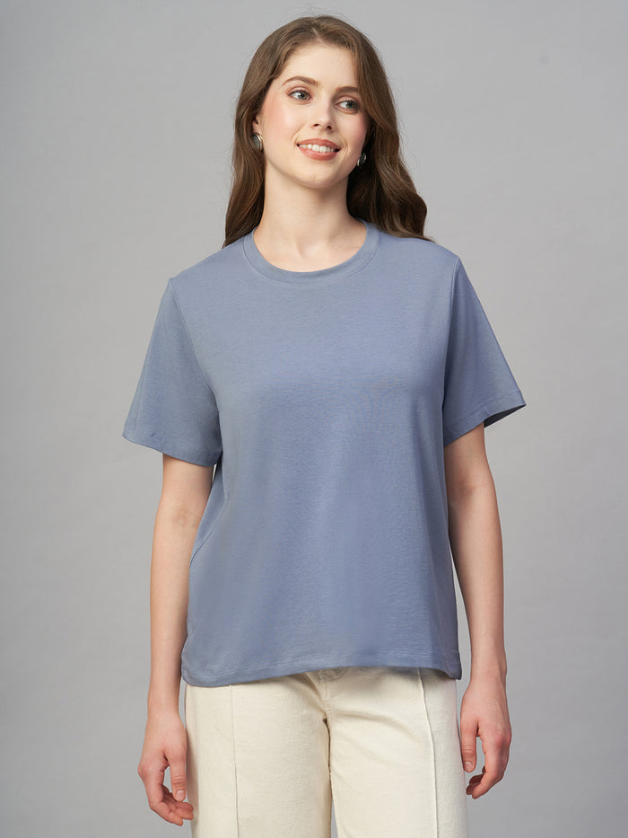 Women's Cotton Bamboo Elastane Regular Fit Tshirt Lavender