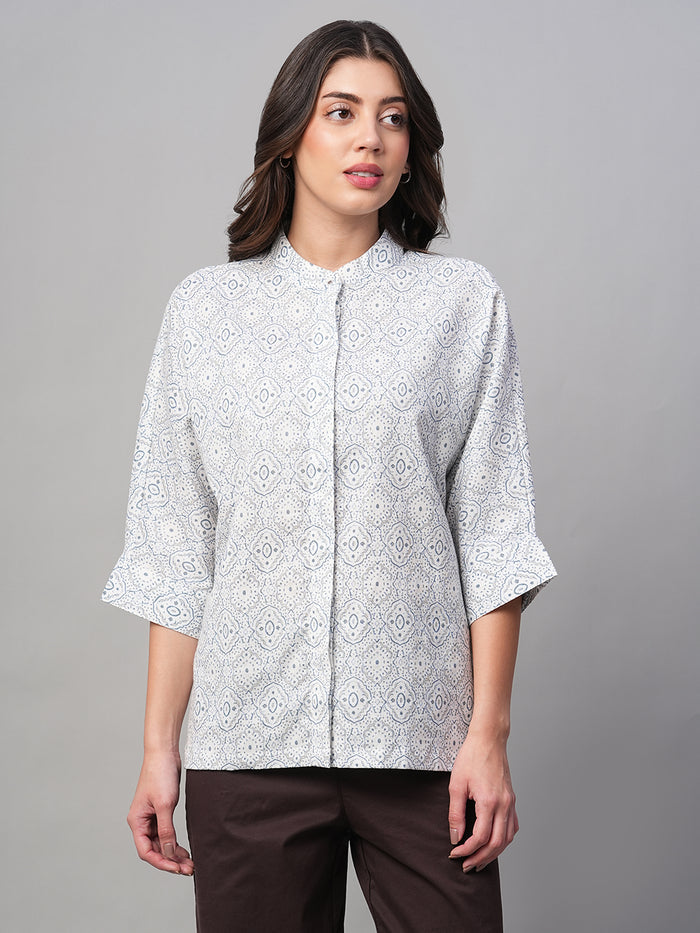 Women's Linen Viscose Regular Fit Blouse White