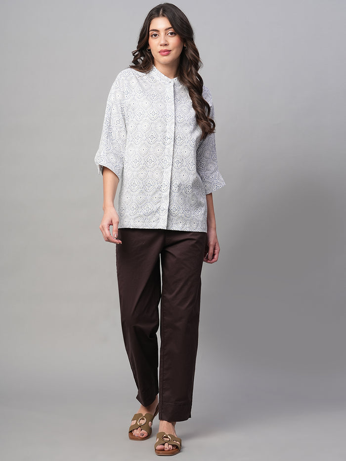 Women's Linen Viscose Regular Fit Blouse White