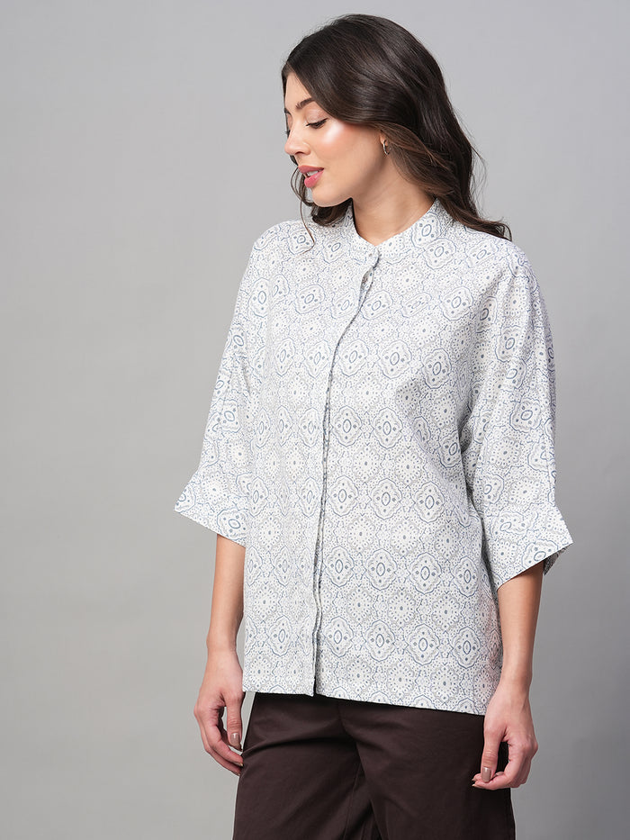 Women's Linen Viscose Regular Fit Blouse White