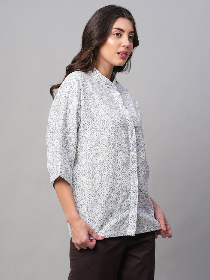 Women's Linen Viscose Regular Fit Blouse White