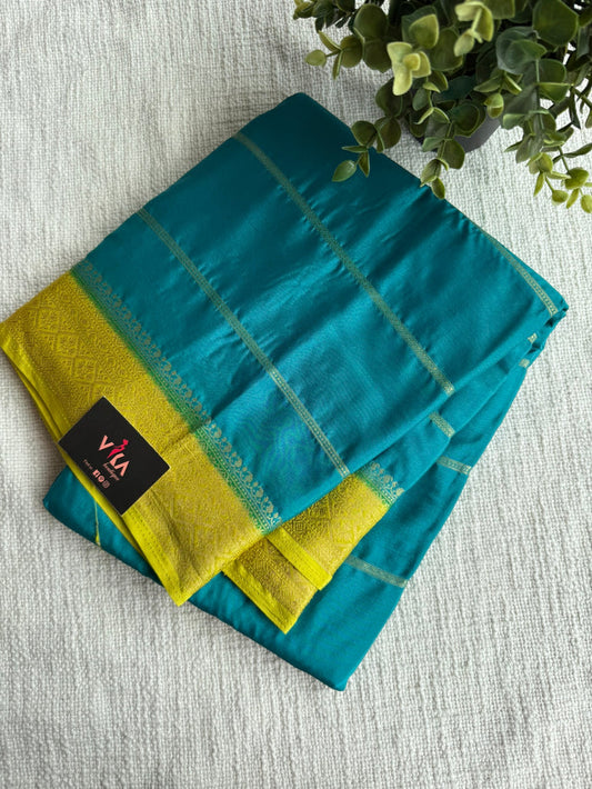 zari weaving faux crepe saree with contrast blouse