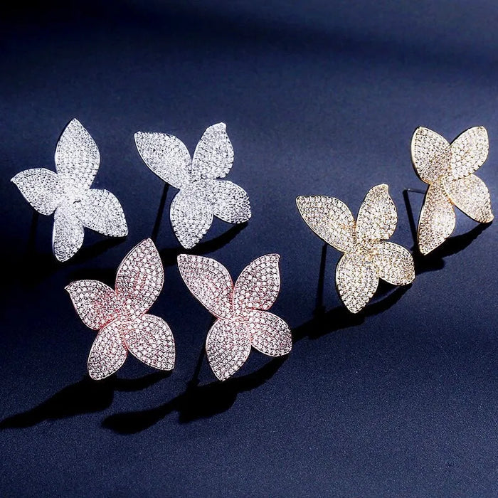 Wedding Jewelry - Cubic Zirconia Bridal Earrings - Available in Silver, Rose Gold and Yellow Gold